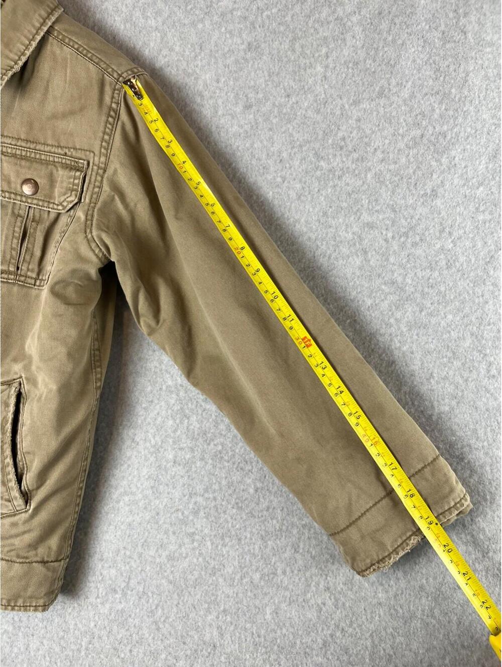 Children's Place utility Jacket Boys Size M Khakis Fur Buttoned Winter Warm - Picture 12 of 12